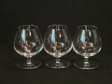 3 Antique Blown Crystal Cognac Glasses 