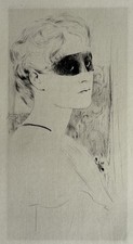 Fernand KHNOPFF etching etching a mask woman wolf curious