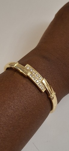 Bracelet doré jonc plaque - jonc,