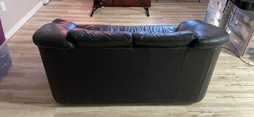 Black leather loveseat - black,