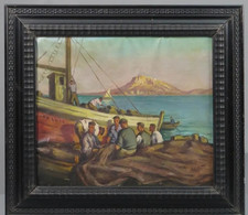 Tableau Huile Paysage Marin