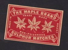 Antique Match Tag Japan BN104967 Maple Leaf 