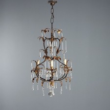 Lustre Ancien Fer Tôle Dorée