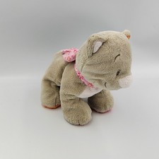 Doudou chat gris rose fleurs