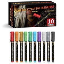 Marqueurs de tatouage temporaires 10 couleurs Stylos de tatouage Kit de peintur,