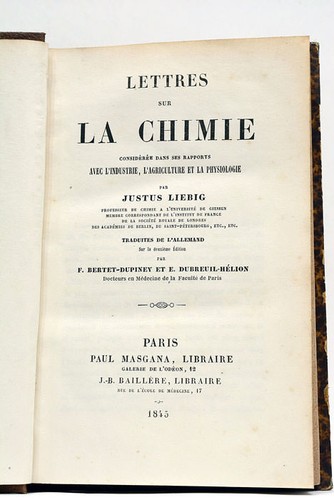 Liebig lettres sur - sur, la