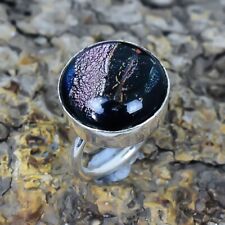 Verre Dichroïque Pierre Précieuse Main Argent Bijoux Bague Taille 8 RSLS416
