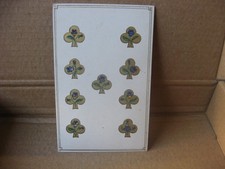 9 de Clover - Rare Chromolithograph - Playing Card 19th Century J. Gringonneur