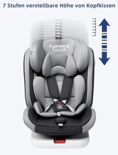 Fourward Siège auto bébé siège enfant ISOFIX Harnais 5 Points 360° Rotatif Gris