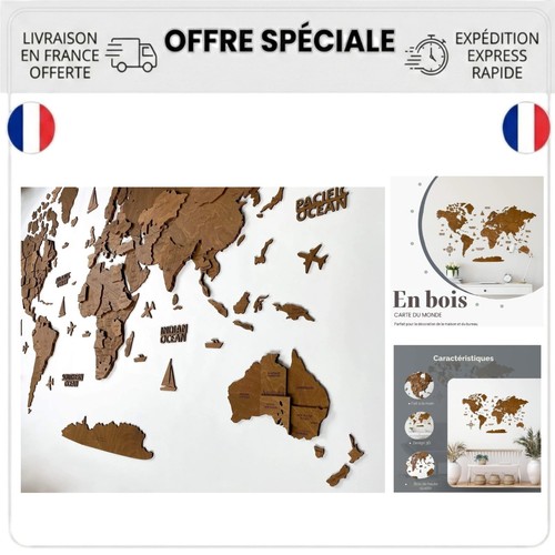 Carte monde murale en - murale, 3d