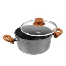 STONELINE Back to Nature casserole 20 cm,avec couvercle en verre,Made in Germany