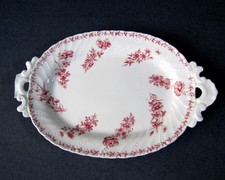 Sarreguemines Fine Porcelain Flowers and Butterflies Decor Tray 1900