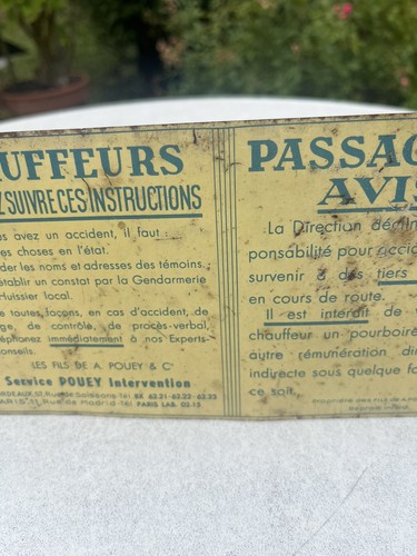 Ancienne plaque tôle bus - plaque,