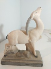 Rare Antelope c1930’s St Saint Clement Art Deco Charles Lemanceau Statue Pottery