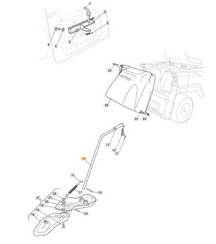 Poignée déflecteur mulching - poignée,