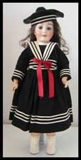 robe & béret poupée ancienne SFBJ Jumeau Kestner Halbig dress & hat antique doll