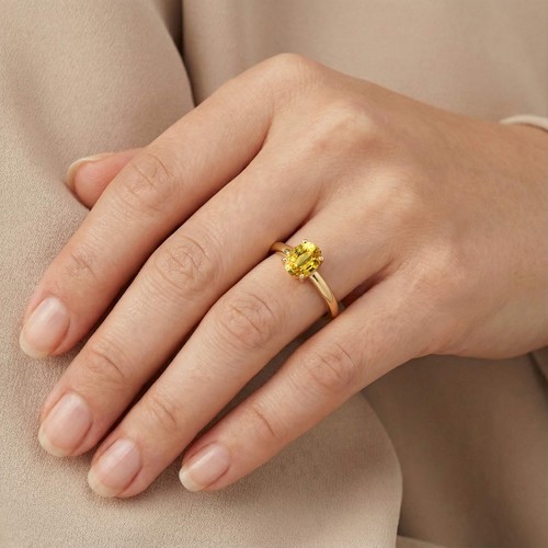 Bague ovale saphir jaune - bague,