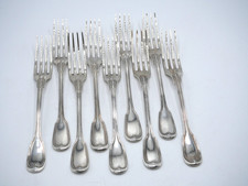 9 SOLID SILVER ENTREMETS FORKS ORIGIN FRANCE POINCON MINERVE NETS