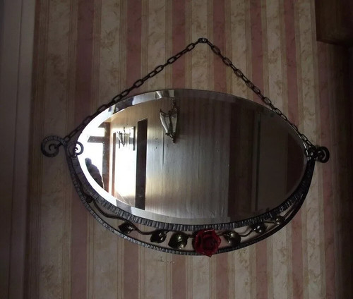 Grand miroir art déco fer - grand,