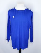 ADIDAS 70'S 80'S PINSTRIPES TEMPLATE ROYAL BLUE SHIRT - MADE IN WEST GERMANY