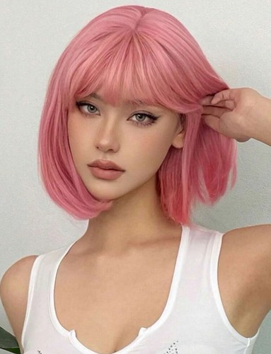 Perruque synthétique rose - perruque,