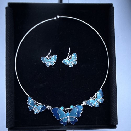 Parure bijoux papillon - , bleu