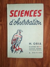 ancien livre scolaire sciences  d'observation classe de 6ème hatier 1957