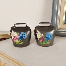 Antique Hand Painted Metal Cow or Goat Bell Flower Decor France