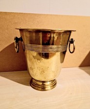 Large Vintage Brass Champagne Bucket - Gold Color