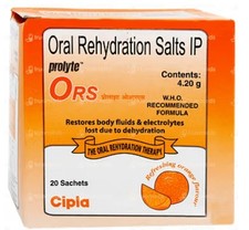 Cipla Prolyte Ors Electrolyte Powder Orange Flavour 20 Sachet 21 gm Each FS