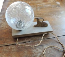 lampe de chevet boule verre bullé / laiton style art déco - Très bon état