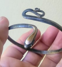 Antique Vintage SNAKE Bracelet Sterling Silver and Gold Beautiful Detail 925