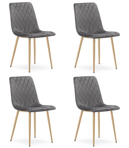 Chaise turin velours gris - chaise,