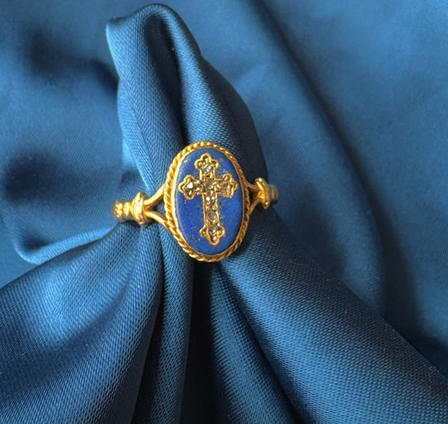 Bague ancienne dizainier croix