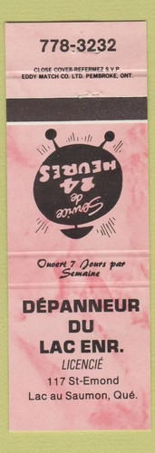 Matchbook cover depanneur - depanneur, du