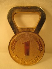 Metal Bottle Opener 1 Pfennig Mark Coin RFA