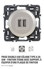 Prise Double USB Type A - 3A 15W Finition Titane