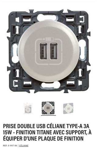 Prise double usb type - -, 3a