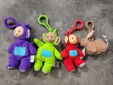4 X Teletubbies Vintage Plush Toys Keychains Figures Collection