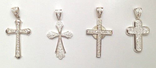 Sterling silver cross pendant - silver,
