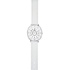 OPEX STELLI Argent Ton, Cuir Blanc Bande, Original Diamant France WATCH-X3871LA2