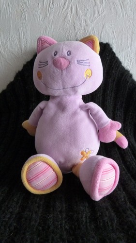 Doudou peluche chat rose - peluche,