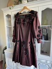 Antique Rare 1930s 1940s Woodgrain Theatre Costume Dress Avant Garde Burgundy