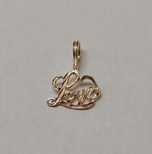  New 14k Yellow Gold Tiny Love Charm Pendant 