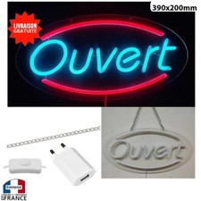 Panneau enseigne lumineuse Neon led  verre acrylique à suspendre Ouvert vitrine