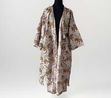 Print Fresh Robe Womens L/XL Leopard Bagheera Cotton Open Long Kimono *NO BELT