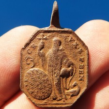 1700s ST BENEDICT CROSS RELIGIOUS MEDAL OLD BLESSED VIRGIN BENEDICTINE MEDALLION