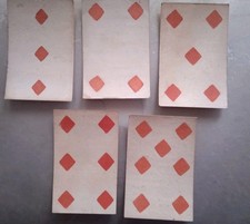 5 Antique Tile Points Playing Cards 18th Century
