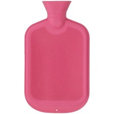 BOUILLOTTE CLASSIQUE EN CAOUTCHOUC NATUREL 2 LITRES - 34 x 20 CM - ROSE - NEUF