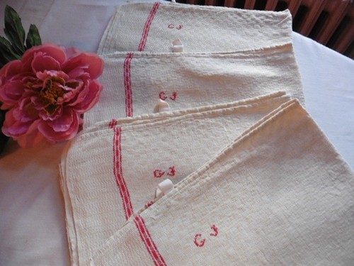 Anciens torchons metis creme - torchons,